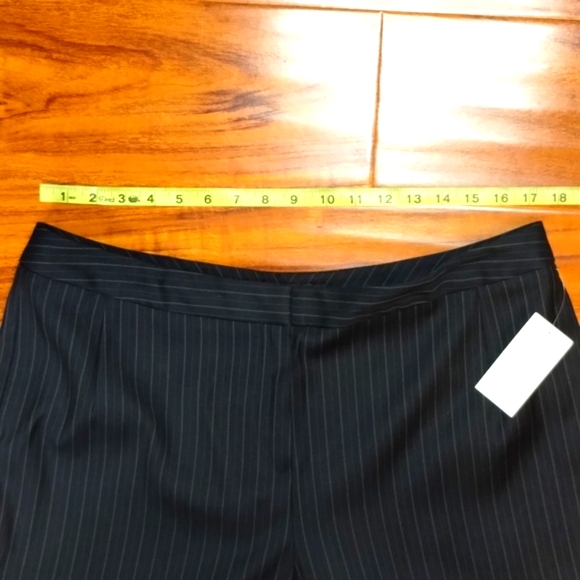 Signature Larry Levine Charcoal High Rise Pin Strip Trousers - Picture 6 of 13